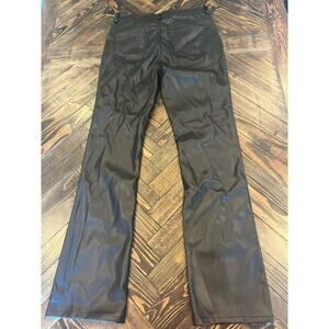 Vibrant Black Faux Leather Pants Women’s 13/30 Mobwife Fall Winter Split Hem